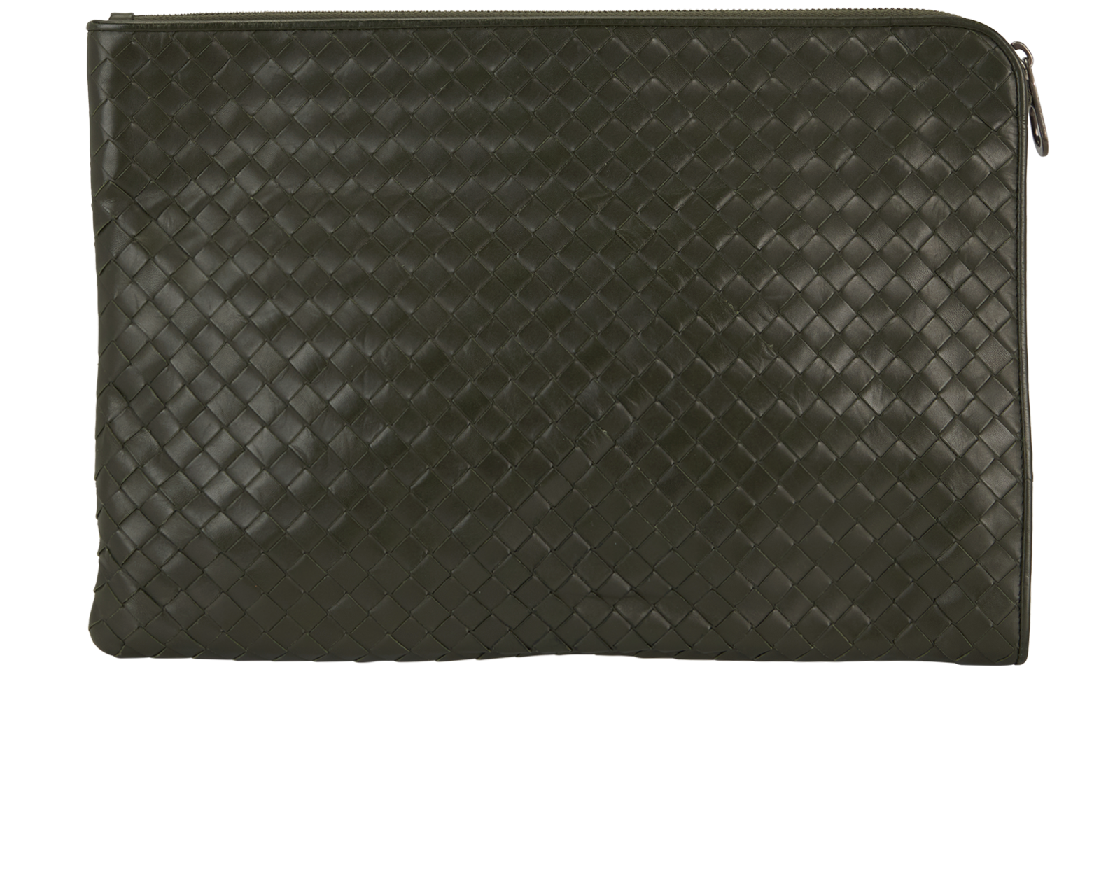 Intrecciato Pouch, &pound;180, Handbags, Green, Leather, Back view